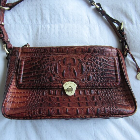 Brown Croc BRAHMIN Shoulder Bag - Picture 3 of 9